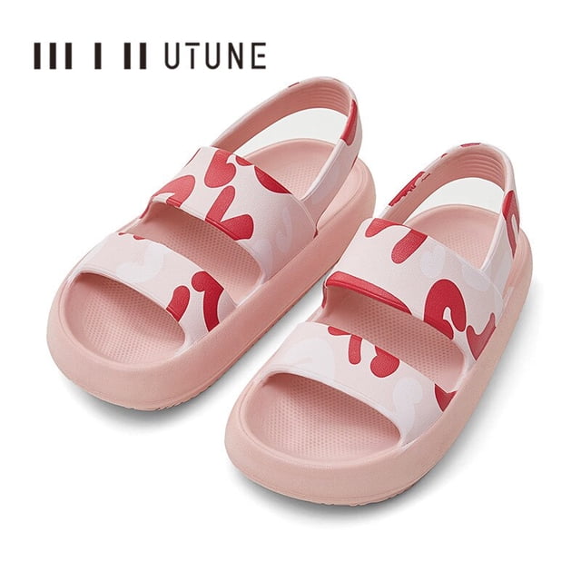 UTUNE-Sandalias de exterior para mujer, zapatos de plataforma con estampado, Chanclas de playa para exteriores, suela gruesa de EVA de 4CM, antideslizante Qiuyongming unisex