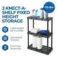 thumbnail image 4 of 3 Shelf Knect-A-Shelf Solid Light Duty Storage Unit 24 x 12 x 33 Organizer System for Home, Garage, or Basement, Black (2 Pack), 4 of 9