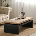 thumbnail image 2 of Black & Natural Wood Coffee Table - 2-Tier Space-Saving Living Room Table with Versatile Storage, 47.6" L x 23.6" W x 16.3" H, 2 of 9