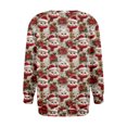 thumbnail image 4 of Women's Casual Long Sleeve Round Neck Sweatshirt Fit Pleated Top with Christmas Print for Fashionable Holiday Outfits and Comfortable Wear,Red,L, 4 of 6