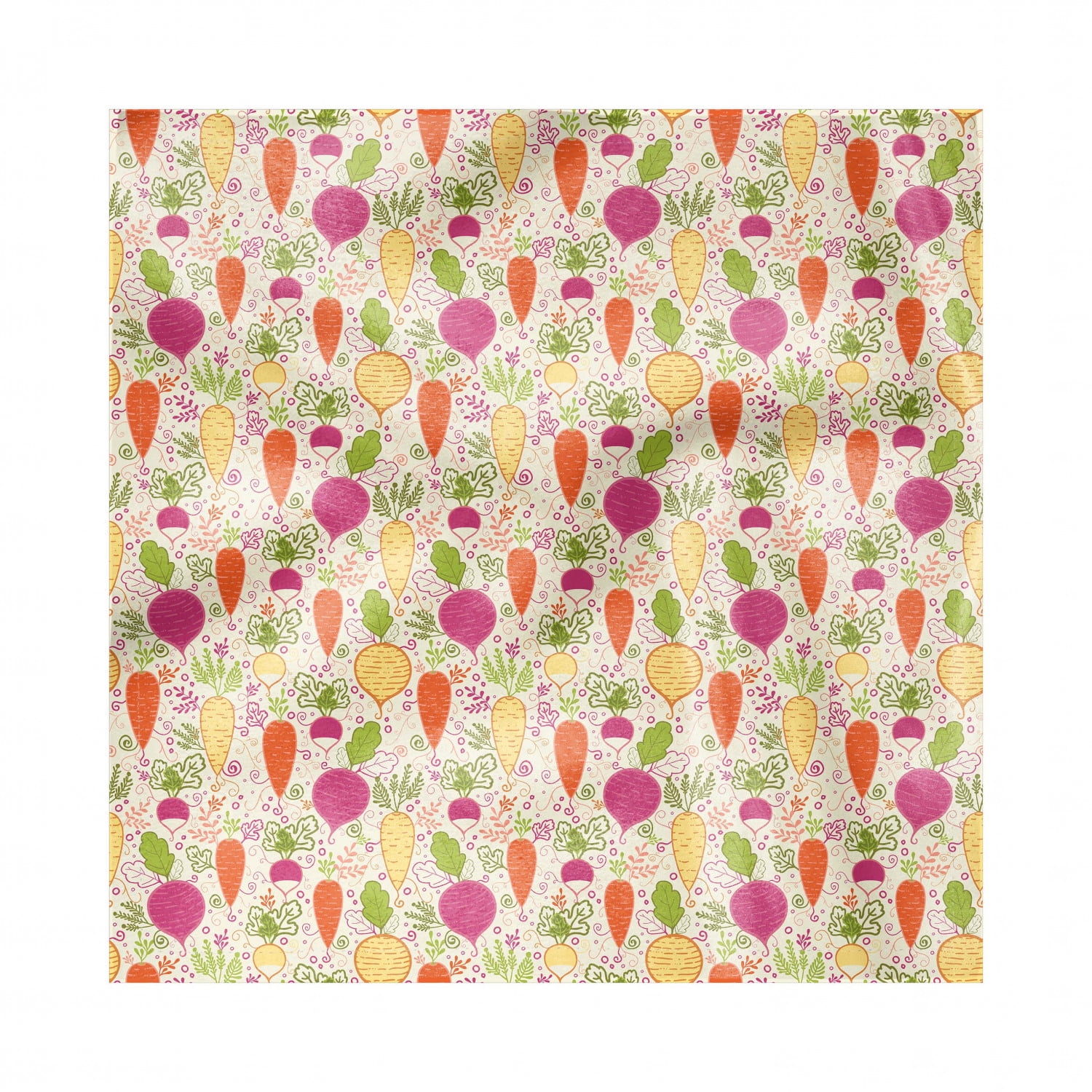 Vegetable Napkins Set of 4, Colorful Doodle Root Vegetables Pattern