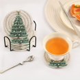 thumbnail image 7 of 6 Pcs Drink Coasters with Holder 3.94in Woven Coasters for Drinks Green Christmas Tree with Baubles Coaster Set for Protection Table, 7 of 7