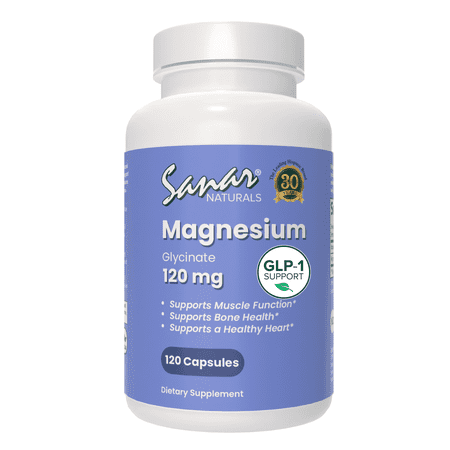 Sanar Naturals Magnesium Glycinate - Supports Muscle, Heart, Bone, Nerve Health, and Metabolism - Promotes Better Sleep - Non-GMO, Gluten Free, Magnesium Supplement,120 CT
