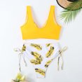 thumbnail image 4 of ibuvkizy Women Bikini Swim Top Tankinis Swimsuits for Women,Fashion Leaf Print Sexy Split Two Piece Swimsuit Padded Swimsuit Tops Ladies Girls Summer, 4 of 4