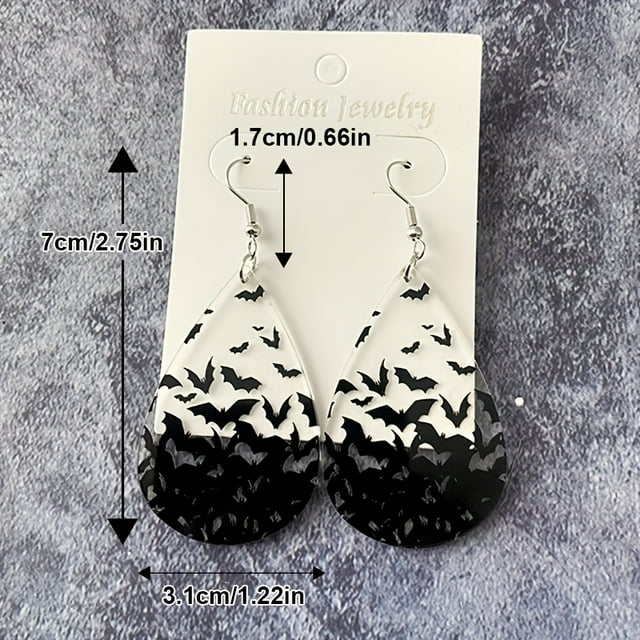 1pair Halloween Bat Acrylic Transparent Dangle Earrings For Men, Holiday Gift