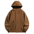 thumbnail image 2 of PNTUTB Fashion Men's Full Zip Hooded Jacket Solid Color Versatile Windbreaker Casual Comfort Lightweight Outdoor Waterproof Coat with Zip Pockets, 2 of 7