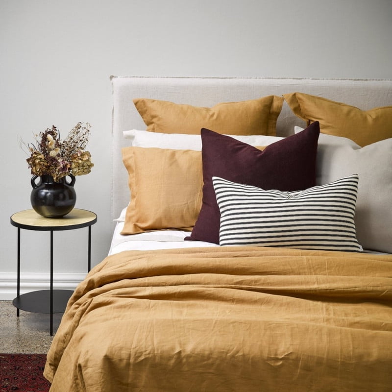 Pavish Export Yellow Mustard Linen Duvet Cover Set, Linen Bedding, Comforter Cover with Button, Mustard Bedding, Boho Bedding King