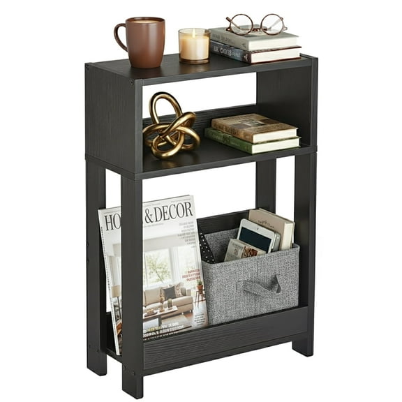 Bamboo Small Narrow Side Table, Skinny End Table for Small Space, Slim Nightstand Tables Whole Bamboo Couch-Table, Compact Side Tables for Living Room, Bedroom, Sitting Room