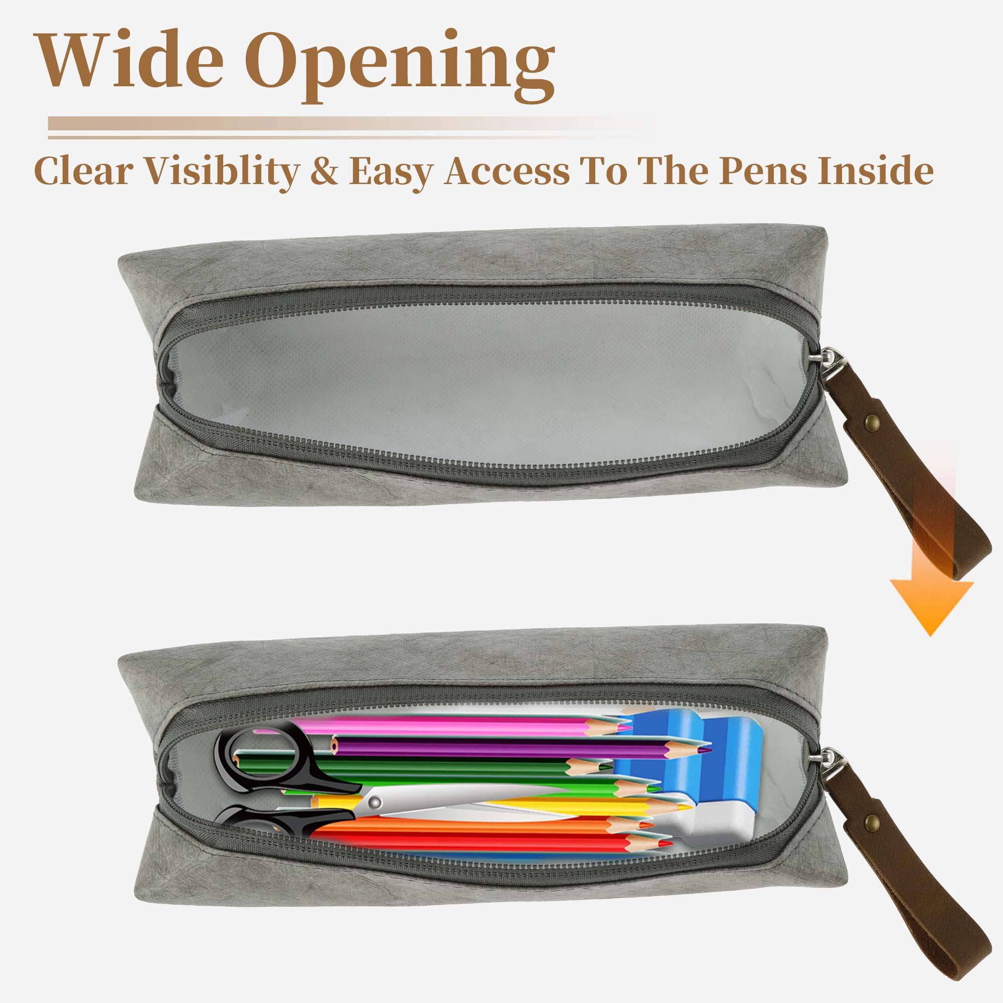 Unique Bargains s Paper Style Aesthetic Pen Bag Organizer Gray