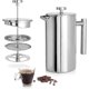thumbnail image 1 of Cafetera de prensa francesa de acero inoxidable, 27 Oz, 800 ml, prensa de café con aislamiento metálico de doble pared y cafetera para té, fácil de limpiar y fácil, 1 of 5