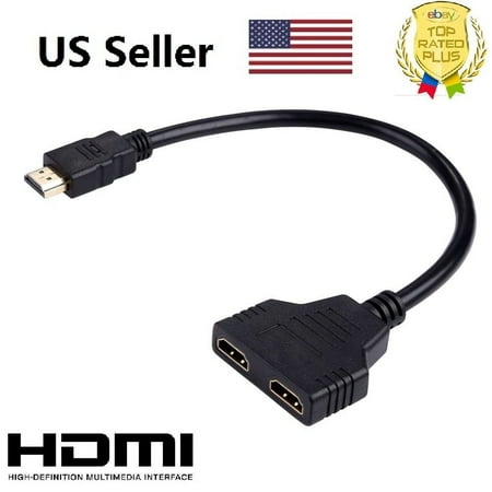 HDMI Port Male to Female 1 Input 2 Output Splitter Cable Adapter Converter