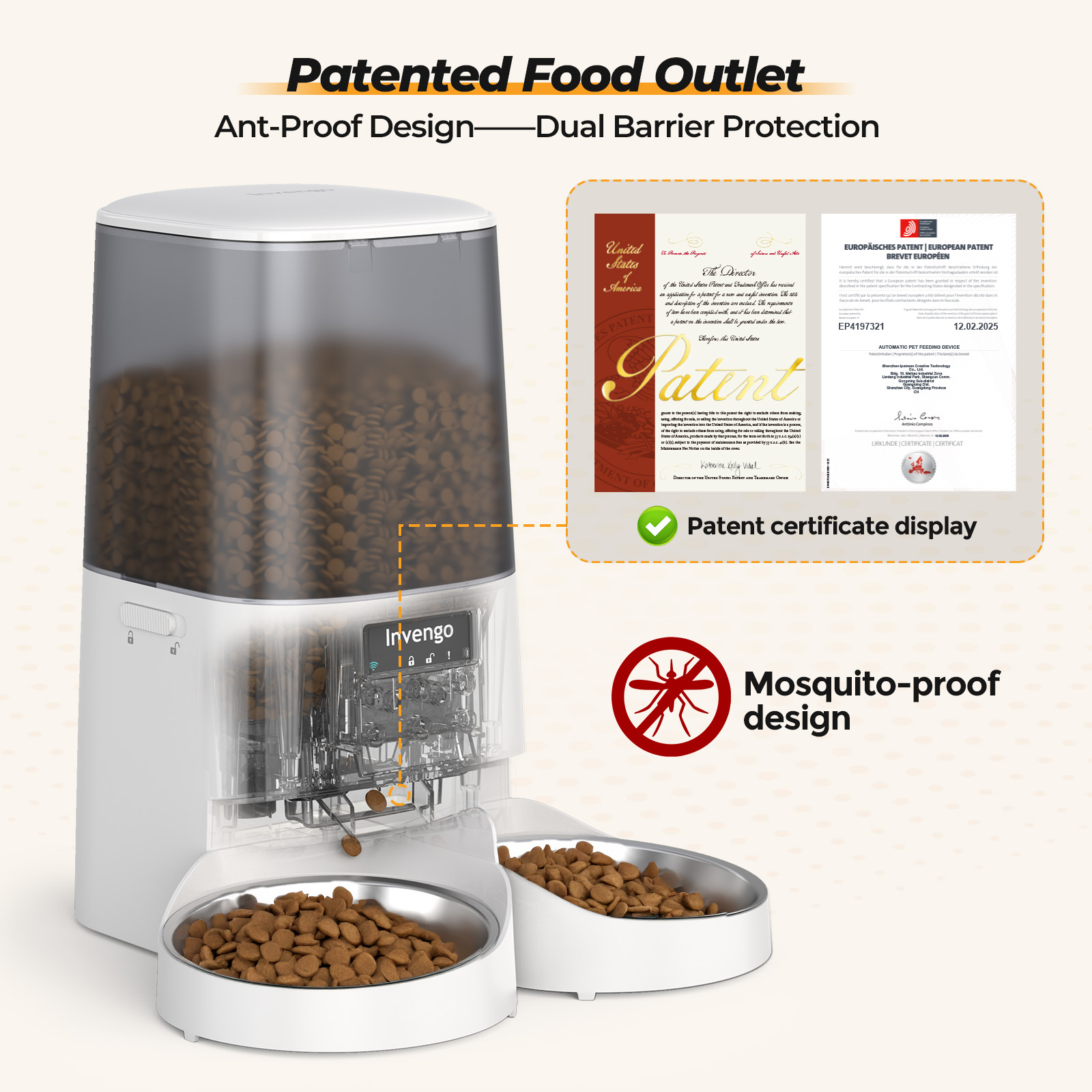 Automatic Cat Feeder, 5L Smart Dry Food Dispenser with 5G/2.4G WiFi App Control, Programmable Portions, Dual Stainless Steel Bowls, Ideal for Multi-Pet Households, White