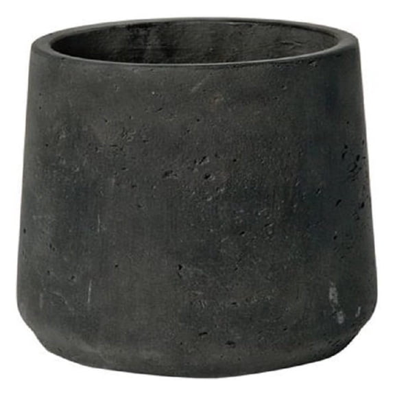 Petite Black Planter 6" H x 7" - Black Washed Fiberstone Indoor and Outdoor Flower Pot - by