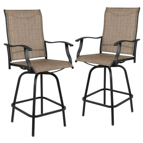 Afuera Living 30" All-Weather Patio Swivel Bar Stools in Brown (Set of 2)