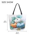 thumbnail image 5 of Open Top Canvas Tote Bag with Zipper Reusable Shopping Bag 13.5x15" Roomy Carryall Watercolor Pumpkins and Leaves, 5 of 9