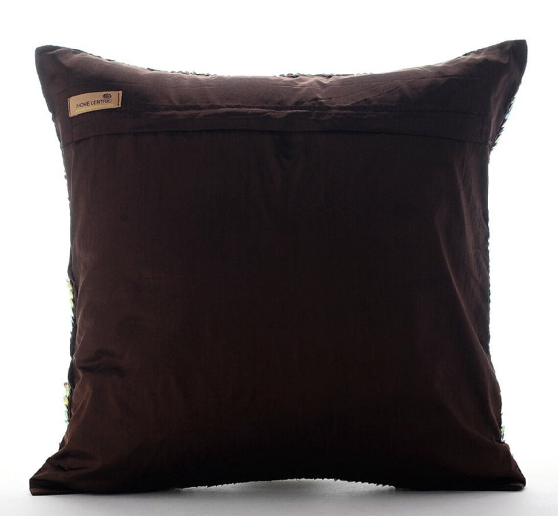 Throw Pillow Covers, Brown Decorative Throw Pillow Covers 16x16 inch (40x40 cm), Silk Pillow Covers, Abstract, Bling, Textured, Sequins Embellished, Modern Pillowcase&nbsp; - Supernova