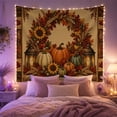 thumbnail image 2 of Lit Candle Rich with Harvest Still Life Arranged, Cozy Farmhouse for Farmhouse Decor Lovers, Aesthetic Wall Decor, Halloween Gift, Tapestry Wall Hanging for Dorm and Living Room, 2 of 7