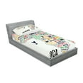 thumbnail image 2 of Ambesonne Saying Fitted Sheet & Pillow Sham Set, Continent Colored, Twin, Multicolor, 2 of 2
