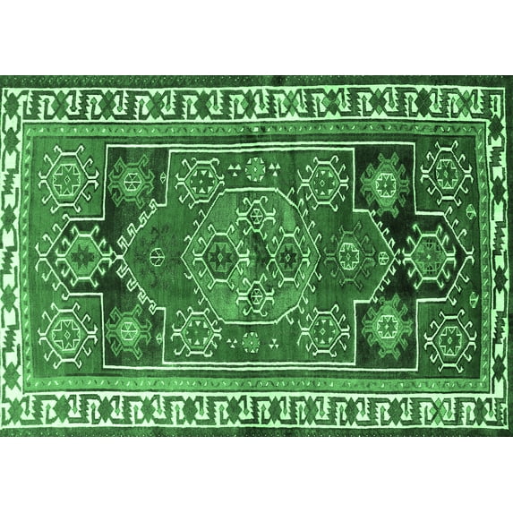 Ahgly Company Indoor Rectangle Persian Emerald Green Traditional Area Rugs, 3' x 5'