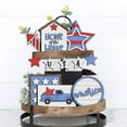 thumbnail image 5 of Utoimkio 11Pcs 4th of July Tiered Tray Decor Independence Day Decorations Patriotic Red White Blue Wooden Signs Farmhouse Rustic Decor for Memorial Day Home Party Supplies, 5 of 9
