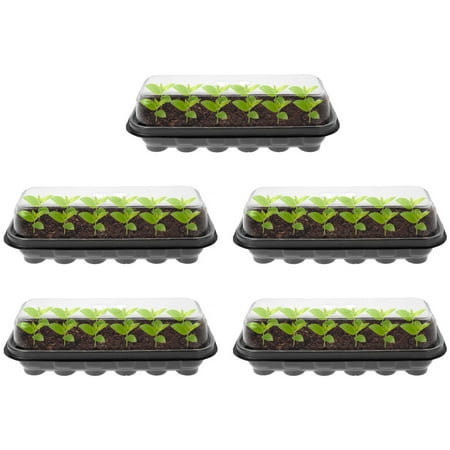 

Seed Starter Tray Seedling Tray Plastic Greenhouse Germination Tray w/ Dome Reusable 12-Cell Greenhouse Grow Tray Garden Propagator Set for Flowers Vegetable Seeds Growing Starting
