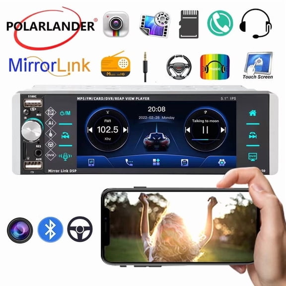 Mirrorlink Car Radio 5188 1din Mp5 Player Touch Bidirectional Interconnection 5.1 Inches RDS AM FM 3-USB Support Android 10