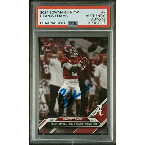 Graded 2024 Topps Bowman U Now Ryan Williams #2 Rookie RC Football Card PSA 10 Auto Grade Gem Mint