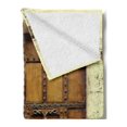 thumbnail image 2 of Retro Soft Flannel Fleece Throw Blanket, Rustic Door Design Vintage Composition Architecture Elements, Cozy Plush for Indoor and Outdoor Use, 50" x 70", Cream Pale Brown, by Ambesonne, 2 of 5