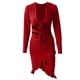 thumbnail image 4 of Vestido HUOGUO Fashion corto asimétrico sexy con cuello en V para mujer, 4 of 5