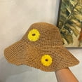 thumbnail image 5 of CoCopeaunts Straw Bucket Hat for Women Summer Daisy Woven Wide Brim Sun Protection Basin Hat Floppy Beach Dome Bucket Cap, 5 of 8