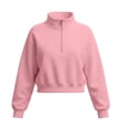 thumbnail image 5 of AKOEE Girls' Crop Sweatshirts Half Zip Plain Pullover Cotton Long Sleeve 5-16Y Sports Casual Loose Fall Tops (14-15 Years, Pink), 5 of 7