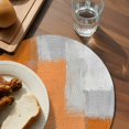 thumbnail image 3 of Orange Abstract Round 13 Inch Placemats Set of 8, Grey Geometric Oil Painting Vintage Gradient HeatResistant Non Slip Place Mats for Dining Table, Wipeable Braided Kitchen Table Mats for Housewarming, 3 of 9