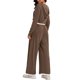 thumbnail image 3 of Conjuntos de dos piezas ATHLECHIC para mujeres, sudadera recortada de punto acanalado con medio botón y pantalones de pierna ancha, conjuntos de lounge casuales S Coffee, 3 of 4