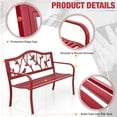 thumbnail image 4 of Alpha Joy 50" Outdoor Bench Metal Patio Garden Bench for Lawn, Park, Porch, Backyard, Deck - Red Bird, 4 of 6