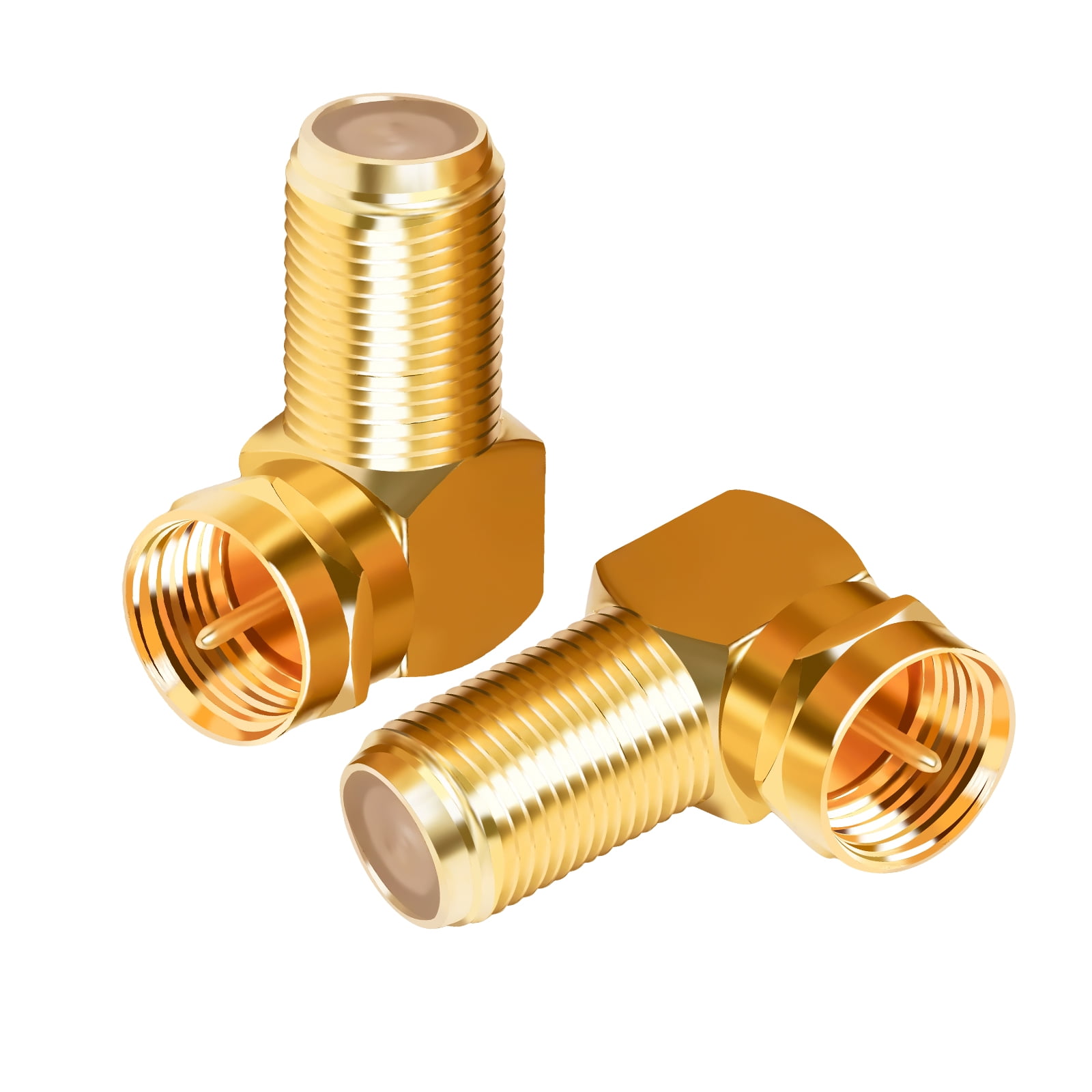 ELECTCHN 2 Pack F Type Right Angle Male to Female Adapters RG6 Gold Plated Coaxial Connectors