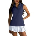 thumbnail image 3 of Hearthz Women's Sleeveless Golf Polo Shirts Quarter Zip Collared Womens Shirts Quick Dry Workout Tennis Polo Women Shirt, 3 of 8