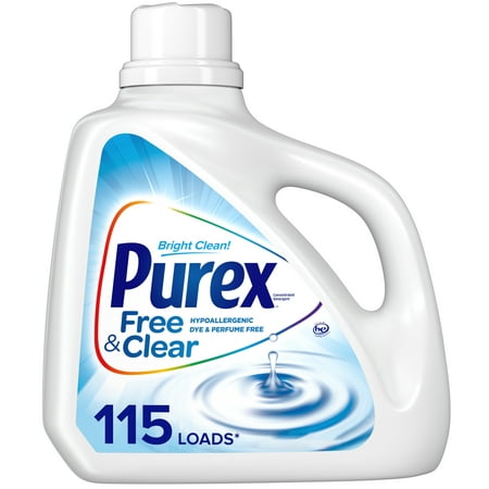 Purex Liquid Laundry Detergent, Free & Clear, 150 Fluid Ounces, 115 Loads