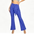 thumbnail image 7 of Flared Culottes Pants For Women Wrap Tie Front Elastic Waist Bootcut Trouser Summer Casual Yoga Workout Running Bell Bottoms, 7 of 7