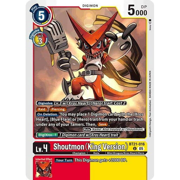 Digimon World Convergence Uncommon Shoutmon BT21-016 (King Version)