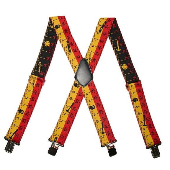 Heavy Duty tape measure suspenders Work Suspender 2" Wide Adjustable and Elastic Braces X Shape with Very Strong Clips