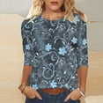 thumbnail image 3 of VBVC Women's 3/4 Sleeve Vintage Floral Tops,Ladies Lightweight Boho Pullover,Workout T-Shirts for Women,Multicolor,Size XL, 3 of 6