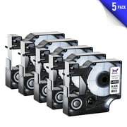 5-Pack Halofox 45013 Tape 45013 Dymo Label Maker Refills Dymo D1 Label Tape A45013 S0720530 Dymo d1 Labels, Black on White, 1/2 Inch x 23Feet, for DYMO LabelManager 160 210D 260P 280 360D 420P 450D