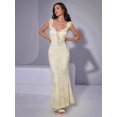 thumbnail image 6 of Women's Boho Floral Ruffle Mesh Maxi Dress Elegant Long Dresses Milky White XS, 6 of 10