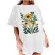 thumbnail image 1 of Faldas Cortas para Mujeres, Impresión de Flores Casual Oversized Camiseta de Manga Corta Top Hecho de 95% Poliéster 5% Spandex para Primavera Verano, Falda Corta de Verano, 1 of 7