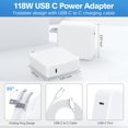 thumbnail image 2 of Mac Book Pro Charger - 118W USB C Fast Charger Power Adapter Compatible with USB C Port MacBook Pro/MacBook Air 16 15 14 13 Inch, New iPad Pro and All USB C Device, Included 6.6f, 2 of 7