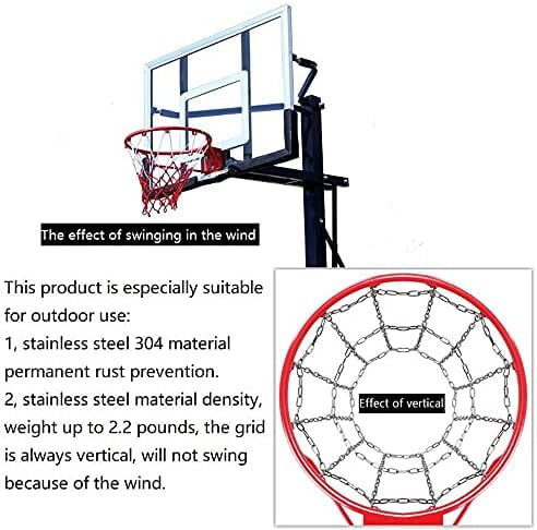 Voylla Basketball net, Metal Chain Net Braided Permanent Rust Proof (12 Links), Quick Installation