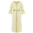 thumbnail image 3 of Lejafay Robe Décontractée à Manches Longues pour Filles, Robe de Danse d'Église, Robe Musulmane, Jaune Clair 130, 3 of 6