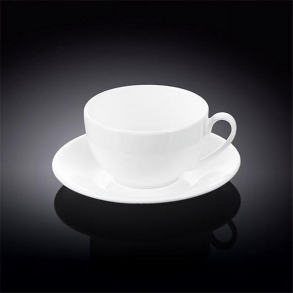 Wilmax 993000 250 ml Tea Cup & Saucer, White - Pack of 36