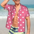 thumbnail image 5 of KLL Men's Hawaiian Shirt Short Sleeve Button Down Beach Shirts-Dots On Rose Red Background, 5 of 5