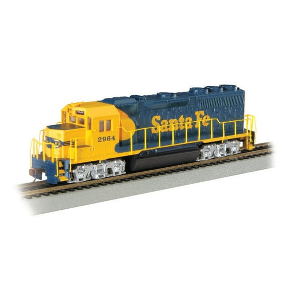 Bachmann-EMD GP40 - Standard DC -- Santa Fe #2964 (Warbonnet, blue, yellow) - HO